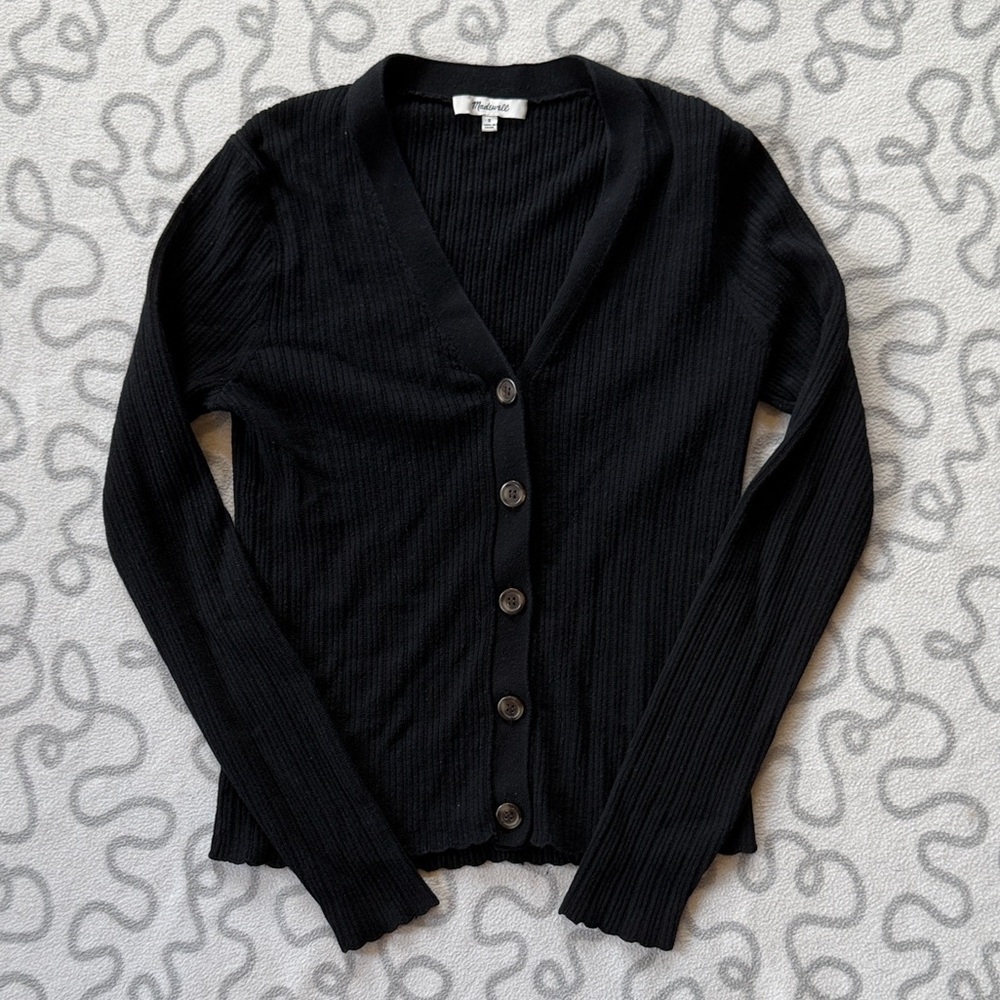 Madewell Pointelle Ribbed Cardigan Sweater